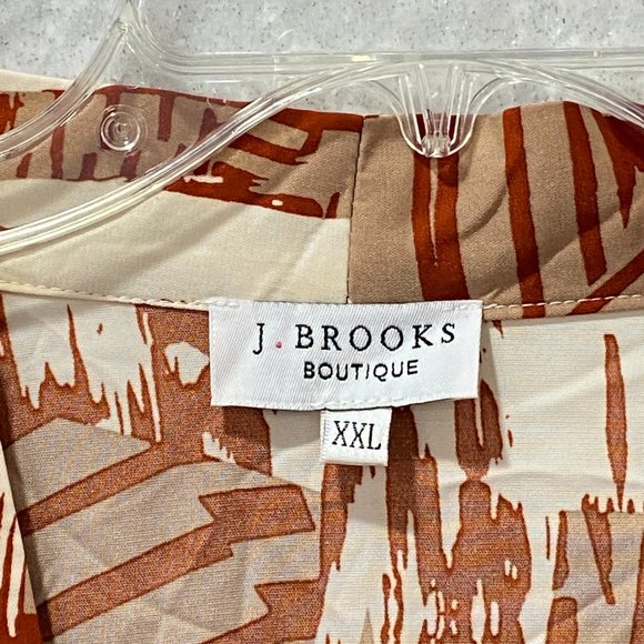 J. Brooks Boutique Robe Kimono Full Length Rust & Cream Tie Belt Split Sides - Picture 12 of 14